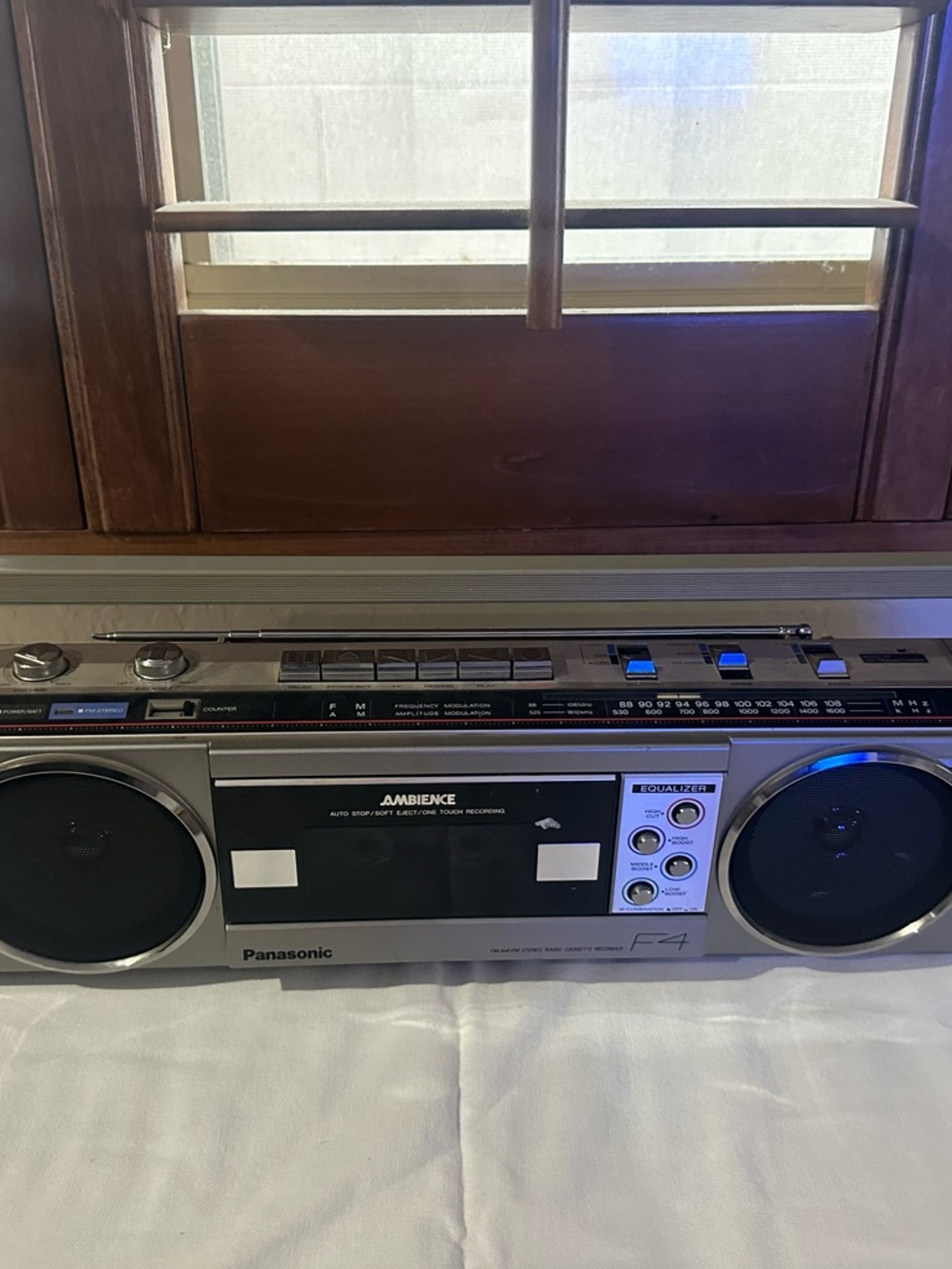 Panasonic Ambience Boombox Radio Cassette Player - Silver and Black
